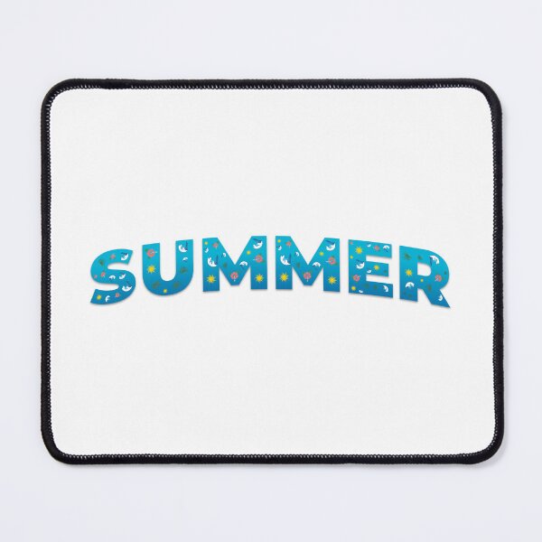 Item preview, Summer Text Art – Blue Typography Filled with Waves, Sun, Grass & Hibiscus designed and sold by Vextura.