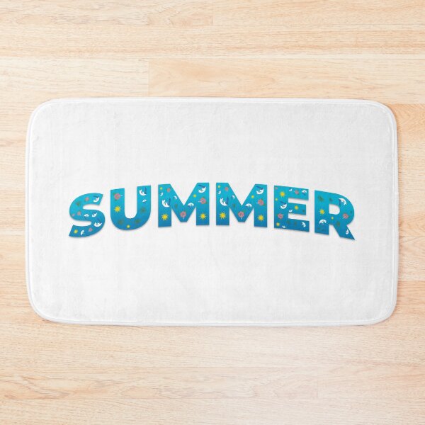 Item preview, Summer Text Art – Blue Typography Filled with Waves, Sun, Grass & Hibiscus designed and sold by Vextura.