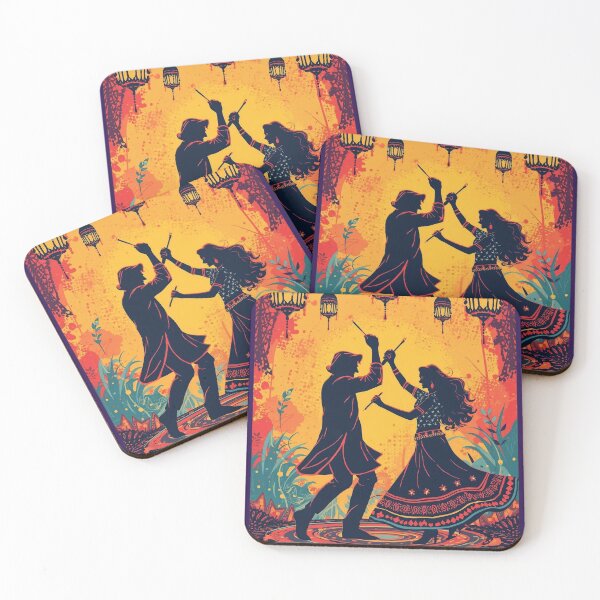 Item preview, Dance to the Rhythm of Navratri | Dandiya Couple Illustration designed and sold by ArtivaNest.