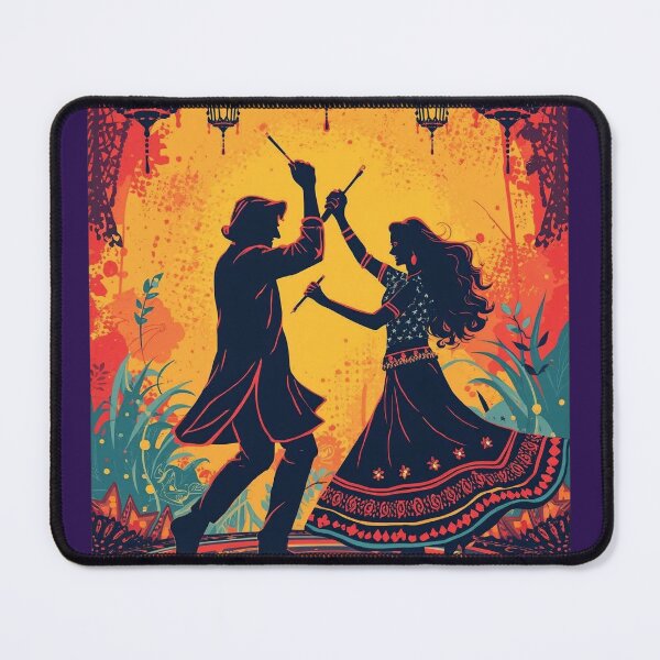 Item preview, Dance to the Rhythm of Navratri | Dandiya Couple Illustration designed and sold by ArtivaNest.