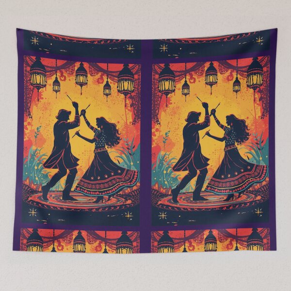 Item preview, Dance to the Rhythm of Navratri | Dandiya Couple Illustration designed and sold by ArtivaNest.