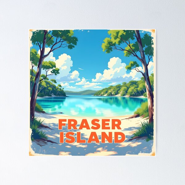 Item preview, Fraser Island, Queensland: Vintage-Style Painterly Travel Poster designed and sold by LSVart.