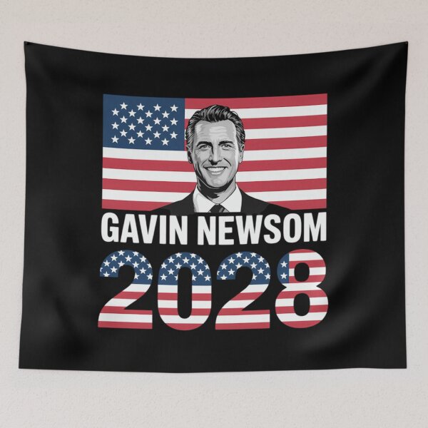 Item preview, Gavin Newsom 2028 For President 48 American Flag designed and sold by punbarkqua.