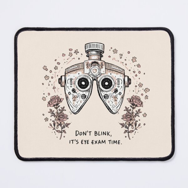 Item preview, Don’t Blink, It’s Eye Exam Time — Phoropter Comic Sketch with Floral Motif designed and sold by gr00bson.