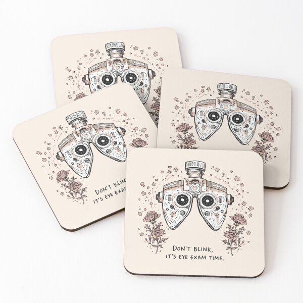 Item preview, Don’t Blink, It’s Eye Exam Time — Phoropter Comic Sketch with Floral Motif designed and sold by gr00bson.