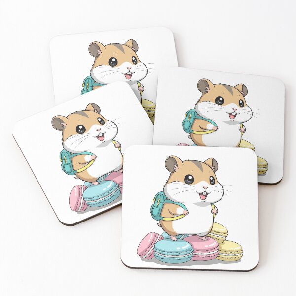 Item preview, Kawaii Hamster with Backpack and Macarons designed and sold by istoriadesign.