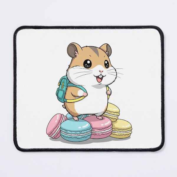 Item preview, Kawaii Hamster with Backpack and Macarons designed and sold by istoriadesign.