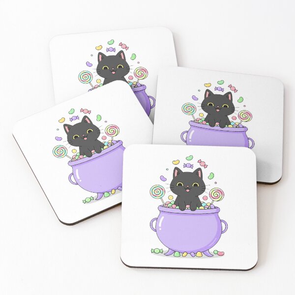 Item preview, Kawaii Black Cat in Candy Cauldron - Cute Pastel Halloween designed and sold by istoriadesign.