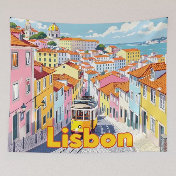 Item preview, Lisbon, Portugal: Vintage-Style Painterly Travel Poster designed and sold by LSVart.