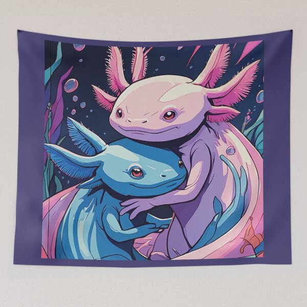 Item preview, Cute Axolotl couple illustration designed and sold by Vintage Designs +.