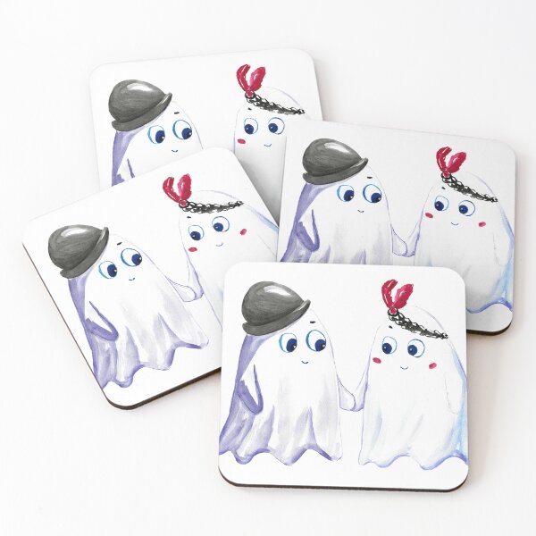 Item preview, Cute Ghost Couple Halloween Watercolor Illustration designed and sold by Kozhyna.