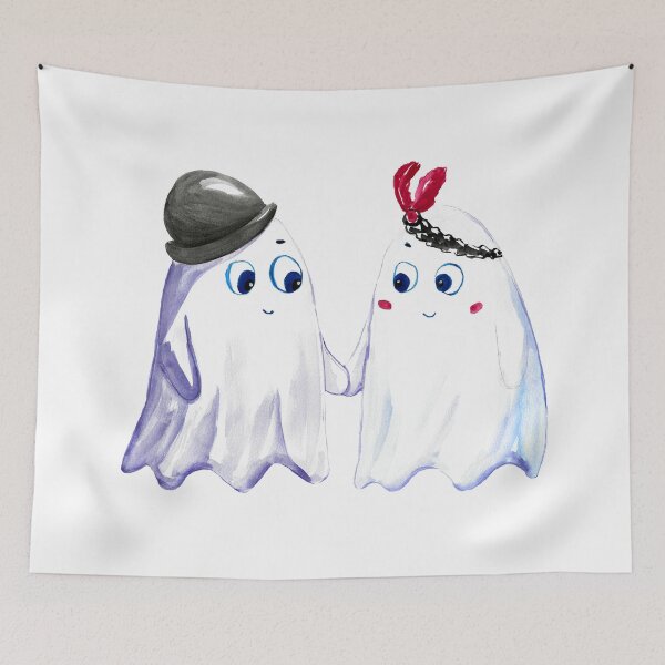 Item preview, Cute Ghost Couple Halloween Watercolor Illustration designed and sold by Kozhyna.