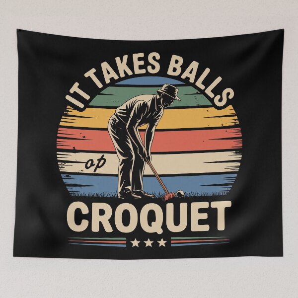 Item preview, Funny Retro Croquet Shirt – “It Takes Balls to Play Croquet” Vintage Design designed and sold by VividOrganica.
