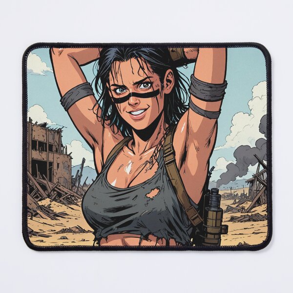 Item preview, Post Apocalyptic warrior woman resting after battle designed and sold by Vintage Designs +.