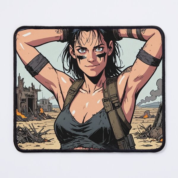 Item preview, Post Apocalyptic warrior woman resting after battle designed and sold by Vintage Designs +.