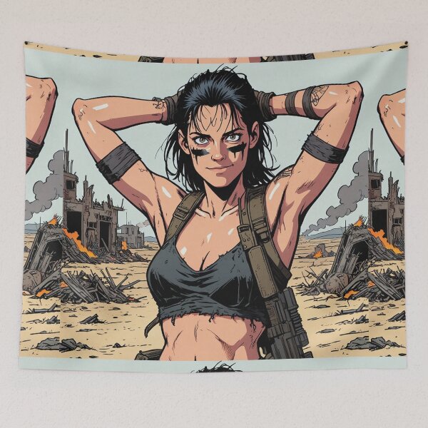 Item preview,  Post Apocalyptic warrior woman resting after battle designed and sold by Vintage Designs +.