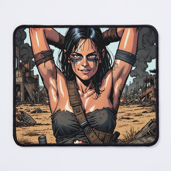 Item preview, Post Apocalyptic warrior woman resting after battle designed and sold by Vintage Designs +.