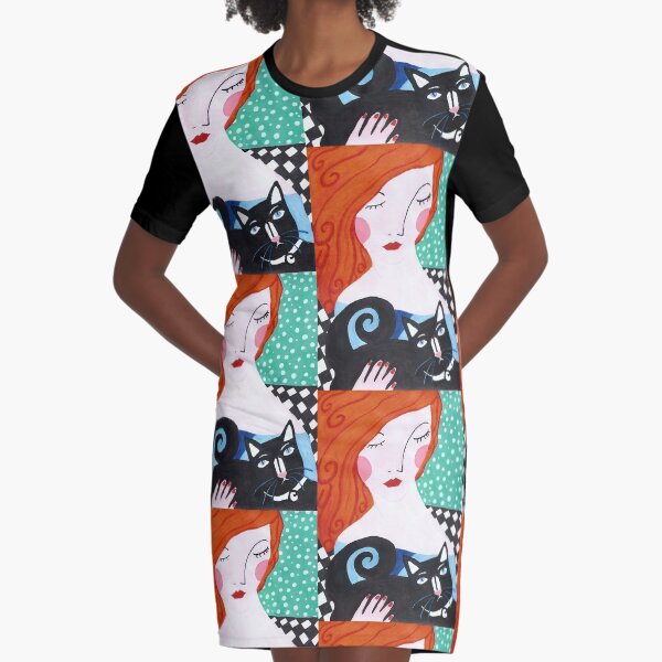 Ginger's Cat Graphic T-Shirt Dress