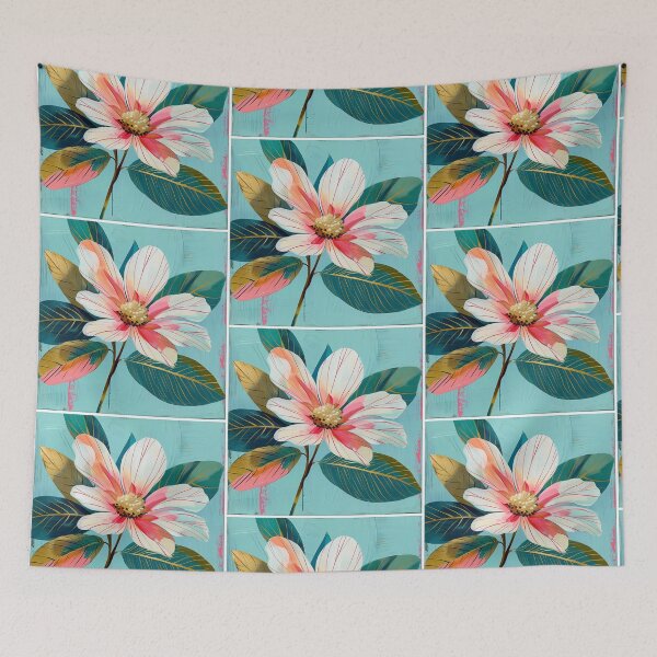 Item preview, Bright flower on teal designed and sold by MendaciousMina.