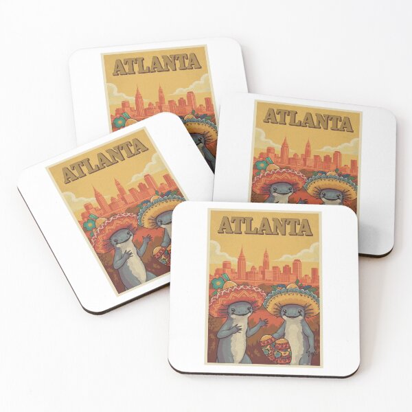 Item preview, Playful Axolotl and Festive Atlanta Skyline Illustration designed and sold by RetroPop23.