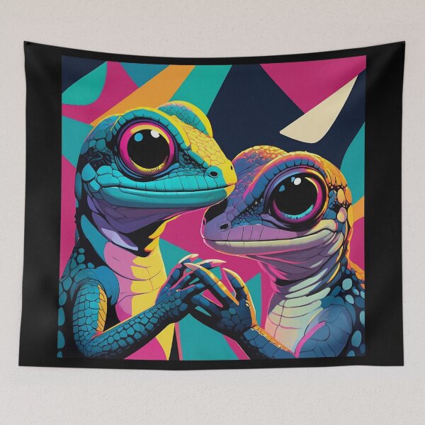 Item preview, Loving Lizard couple illustration designed and sold by Vintage Designs +.