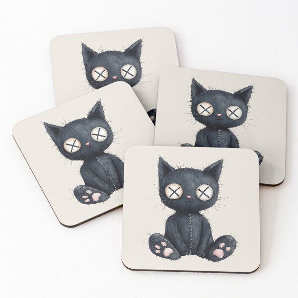 Item preview, Stitched black stuffed cat designed and sold by FatBirdie.