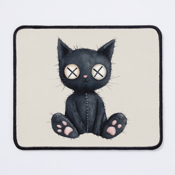 Item preview, Stitched black stuffed cat designed and sold by FatBirdie.