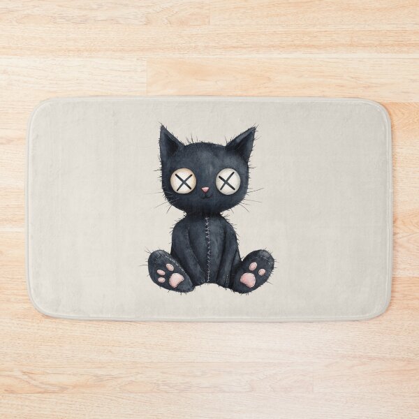 Item preview, Stitched black stuffed cat designed and sold by FatBirdie.