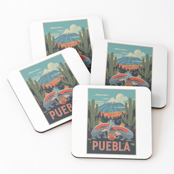 Item preview, Vintage Style Puebla Illustration with Cactus and Axolotls Art designed and sold by RetroPop23.