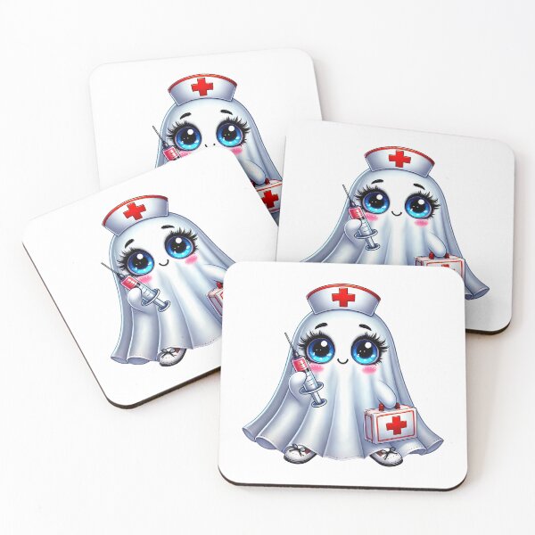 Item preview, Cute Halloween ghost in a nurse's uniform designed and sold by CleanDecor.