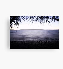 dusk over Kahoolawe island from volcanic beach, Wailea, Maui, Hawaii Canvas Print