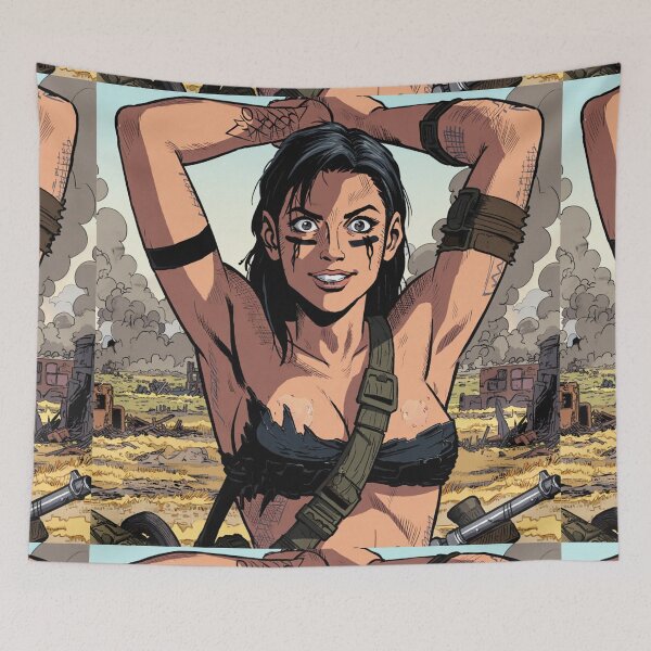 Item preview,  Post Apocalyptic warrior woman resting after battle designed and sold by Vintage Designs +.