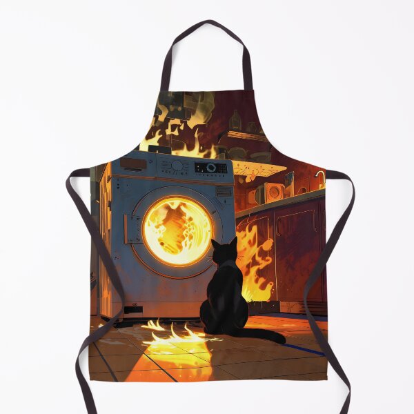 Item preview, Black cat looking at a burning washing machine designed and sold by Ledsor.