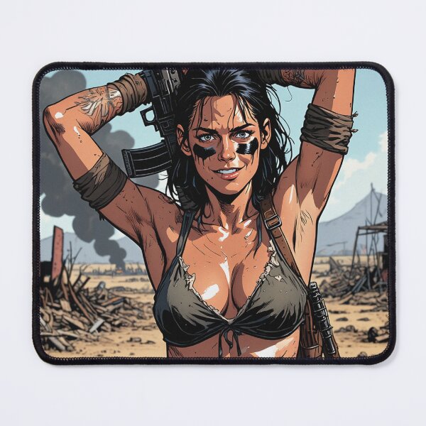 Item preview, Post Apocalyptic warrior woman resting after battle designed and sold by Vintage Designs +.