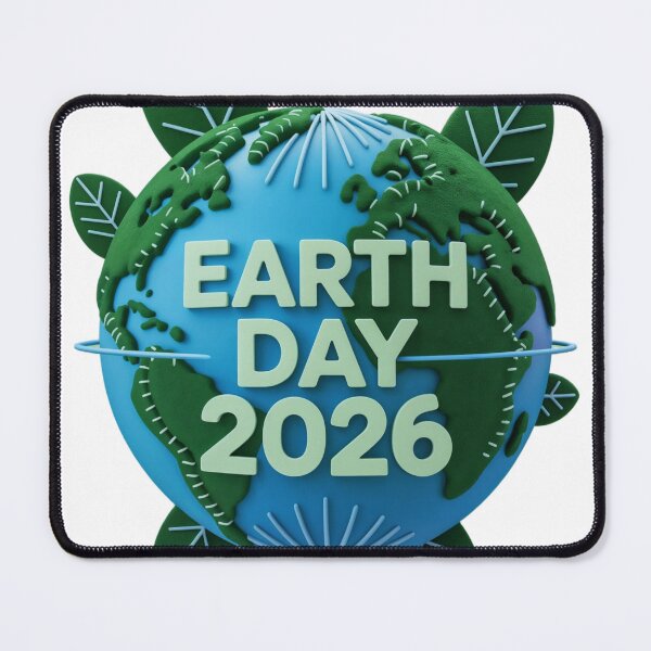 Item preview, 3D Earth with Green Leaves and Earth Day 2026 Text on Black designed and sold by Creative88Art.
