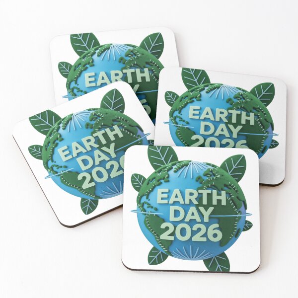 Item preview, 3D Earth with Green Leaves and Earth Day 2026 Text on Black designed and sold by Creative88Art.