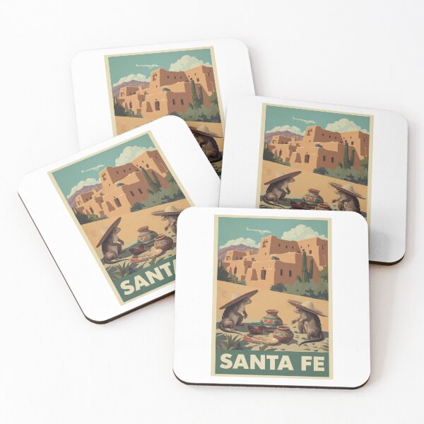 Item preview, Santa Fe Travel Art: Whimsical Desert Landscape Illustration with Axolotl designed and sold by RetroPop23.