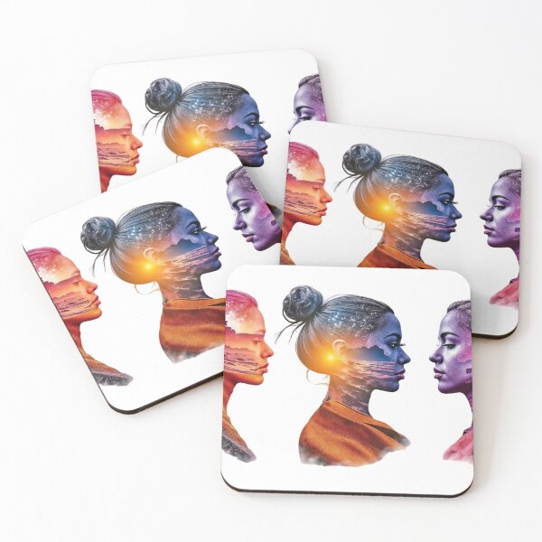 Item preview, Triple Side Profiles of a Woman with Double Exposure Landscapes designed and sold by Creative88Art.