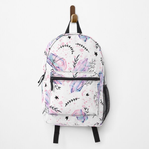Item preview, Magical Pink Crystals with Botanicals Watercolor Pattern designed and sold by Farissa Designs.