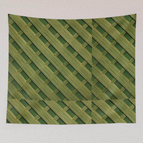 Item preview, Palm Weave Ankara – African Print Basket Lattice Pattern in Green & Sand designed and sold by Cultradesign.