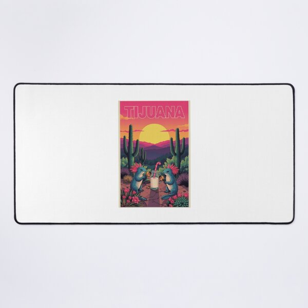 Item preview, Vibrant Tijuana Sunset: Playful Axolotls and Cactus designed and sold by RetroPop23.