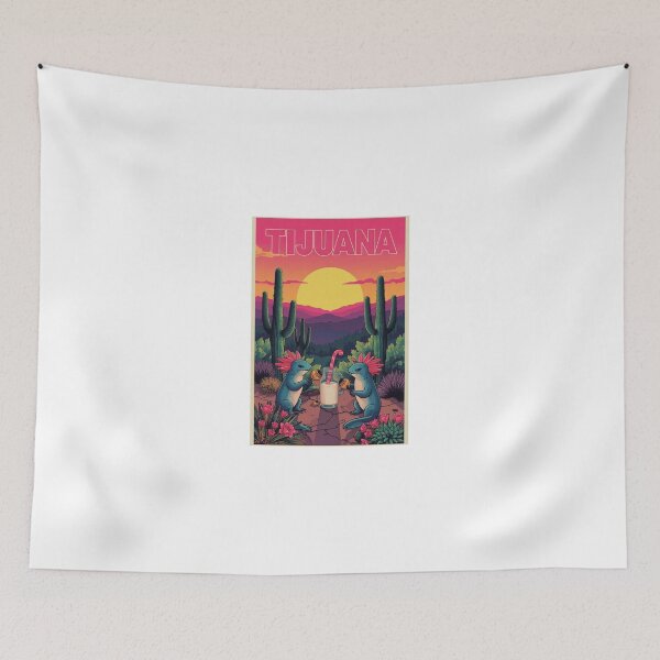 Item preview, Vibrant Tijuana Sunset: Playful Axolotls and Cactus designed and sold by RetroPop23.