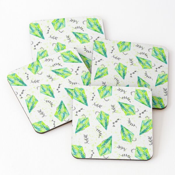 Item preview, Green Precious Healing Crystals With Botanical Watercolor Pattern designed and sold by Farissa Designs.