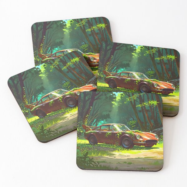 Item preview, Abandoned vintage car in a sunny forest designed and sold by Ledsor.