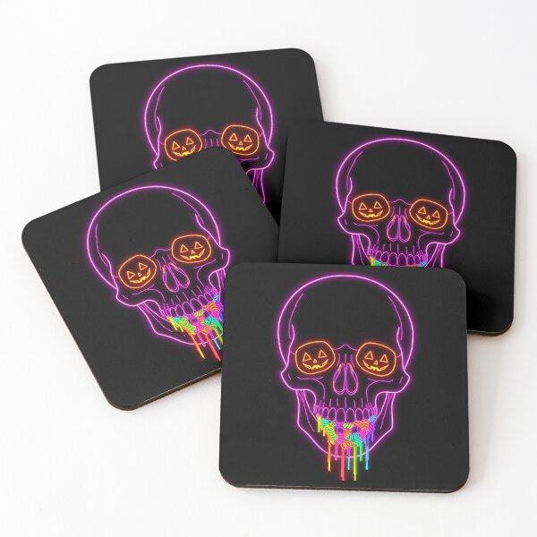 Item preview, Halloween Neon Skull – Futuristic Cyberpunk Skull Artwork designed and sold by RAKO13.