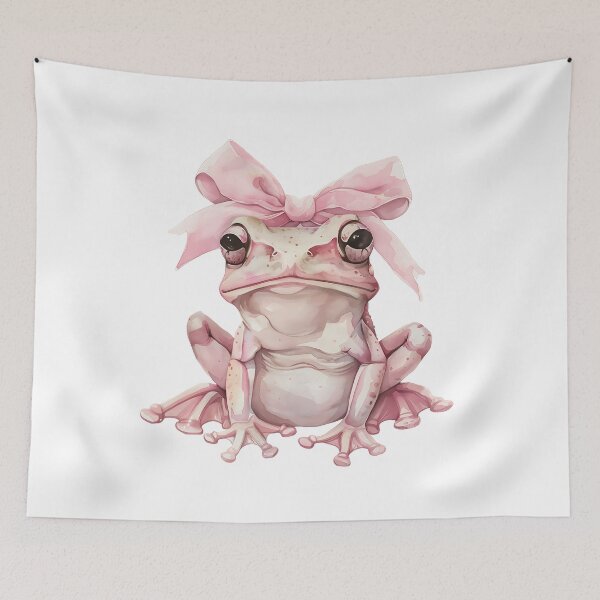 Item preview, Cute Coquette Frog with Pink Bow – Soft Pastel Aesthetic for Frog Lovers designed and sold by ChibiNekoSpace.