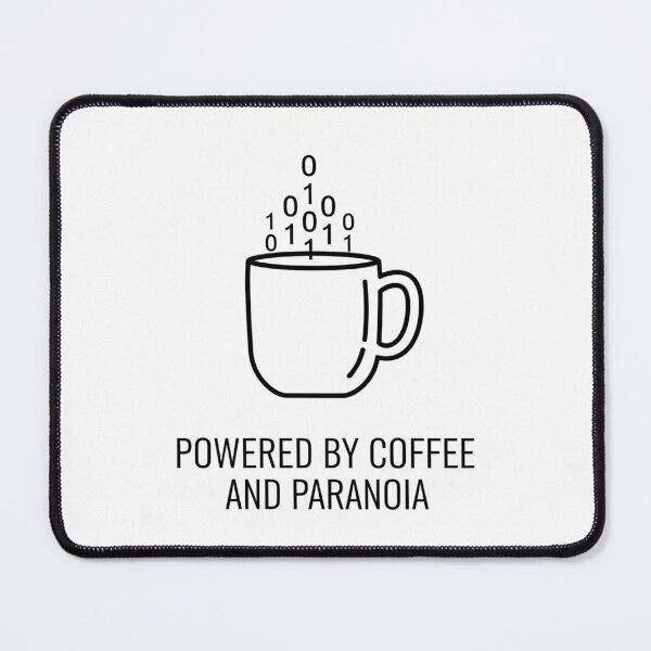 Item preview, Powered by Coffee and Paranoia T-Shirt - Funny Cybersecurity Gift designed and sold by Pingi-shop.