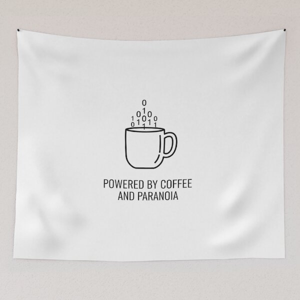 Item preview, Powered by Coffee and Paranoia T-Shirt - Funny Cybersecurity Gift designed and sold by Pingi-shop.