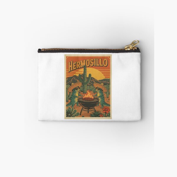 Item preview, Hermosillo Cartoon Axolotls Grilling in Desert Sunset designed and sold by RetroPop23.