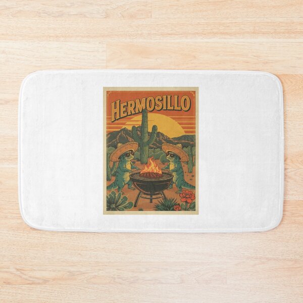 Item preview, Hermosillo Cartoon Axolotls Grilling in Desert Sunset designed and sold by RetroPop23.